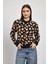 24367 Leopar Detay Triko Hırka Siyah 1