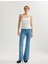 Uzun Ispanyol Paça Düğmeli Dar Kalıp Denim Pantolon - Flare Jeans 2