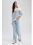 Relax Fit Bisiklet Yaka Çizgili İnce Sweatshirt A9255AX23WN 2