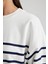 Relax Fit Bisiklet Yaka Çizgili İnce Sweatshirt A9255AX23WN 5