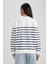 Relax Fit Bisiklet Yaka Çizgili İnce Sweatshirt A9255AX23WN 6