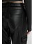 Suni Deri Pantolon Wide Leg Geniş Bol Paça Kargo Cepli Basic Düz B0462AX23AU 6