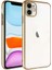 Apple iPhone 11 Kılıf Sert Pc Renkli Çerçeveli Riksos Kapak-Gold 1
