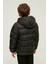 Erkek Çocuk Su ve Rüzgar Geçirmez Kapüşonlu Coat Şişme Mont_siyah 4