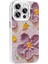 Apple iPhone 15 Pro Max Kılıf Çiçek Desenli Parlak Taşlı Sert Silikon Garden Kapak-Mor 3