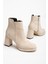 Kadın Platform Topuklu Bot Ten Süet Yüzüdüz Fermuarlı 2