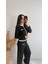 Bloom Gold Düğmeli Triko Çelik Örme Takım Siyah 4