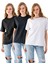 3lü Tişört, Unisex T-Shirt, Kısa Kollu Oversize T-Shirt, Pamuklu Siyah Bisiklet Yaka Oversize Tişör, Kadın Tişört, Erkek Tişört 1