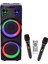 BTS-1708 200W Karaoke Ses Sistemi 2X10 Inç Rgb Efektli Party Box Mikrofonlu Bluetooth Hoparlör 1