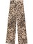 Leopar Desenli Geniş Paça Pantolon Taş 1