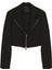 Önden Fermuarlı Crop Blazer Ceket Siyah 1