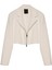 Önden Fermuarlı Crop Blazer Ceket Ekru 1