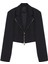 Önden Fermuarlı Crop Blazer Ceket Lacivert 1