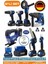 Alman Akülü Kömürsüz V598 5ah Profesyonel 8 Makine Kombo Set ,Blue 4 Batarya 2 Ş. Cihazı 1
