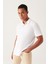 Erkek Beyaz 3 Düğmeli %100 Mısır Pamuğu Polo Yaka T-shirt B001027 3
