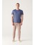 Erkek Indigo Soft Touch Bisiklet Yaka Düz Modal T-shirt B001171 5