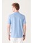 Erkek Açık Mavi 3 Düğmeli %100 Mısır Pamuğu Polo Yaka T-shirt B001027 4