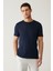 Erkek Lacivert Soft Touch Bisiklet Yaka Düz Modal T-Shirt B001171 1