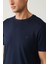 Erkek Lacivert Soft Touch Bisiklet Yaka Düz Modal T-Shirt B001171 2