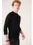 Erkek Siyah Bisiklet Yaka Jakarlı Rayon Triko T-shirt A31y5004 3