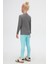 Buz Gri Basic Unisex Çocuk Kışlık Sıfır Yaka Uzun Kollu Tişört 4