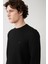 Erkek Siyah Bisiklet Yaka Esnek Yumuşak Doku İnterlok Kumaş Sweatshirt B001100 2