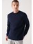 Erkek Lacivert Bisiklet Yaka Esnek Yumuşak Doku İnterlok Kumaş Basic Regular Fit Sweatshirt B001100 1