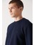 Erkek Lacivert Bisiklet Yaka Esnek Yumuşak Doku İnterlok Kumaş Basic Regular Fit Sweatshirt B001100 2