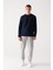 Erkek Lacivert Bisiklet Yaka Esnek Yumuşak Doku İnterlok Kumaş Basic Regular Fit Sweatshirt B001100 5