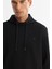 Erkek Siyah Kapüşonlu Esnek Yumuşak Doku Interlok Kumaş Sweatshirt B001101 2
