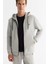 Erkek Gri Kapüşonlu İnterlok Kumaş Fermuarlı Regular Fit Sweatshirt B001102 2