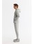 Erkek Gri Kapüşonlu İnterlok Kumaş Fermuarlı Regular Fit Sweatshirt B001102 3
