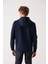 Erkek Lacivert Kapüşonlu İnterlok Kumaş Fermuarlı Basic Regular Fit Sweatshirt B001102 3