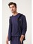 Erkek Lacivert Interlok Kumaş Kapüşonlu Fermuarlı Sweatshirt A31y1202 3