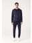 Erkek Lacivert Interlok Kumaş Kapüşonlu Fermuarlı Sweatshirt A31y1202 5