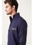Erkek Lacivert İnterlok Kumaş Dik Yaka Baskılı Sweatshirt A31Y1203 2