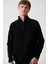 Erkek Siyah Interlok Kumaş Yarım Fermuarlı Dik Yaka Sweatshirt A32y1201 1