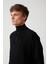 Erkek Siyah Interlok Kumaş Yarım Fermuarlı Dik Yaka Sweatshirt A32y1201 3
