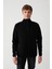 Erkek Siyah Interlok Kumaş Yarım Fermuarlı Dik Yaka Sweatshirt A32y1201 4