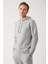 Erkek Gri Kapüşonlu 3 Iplik Şardonlu Baskılı Sweatshirt A32y1240 1