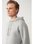 Erkek Gri Kapüşonlu 3 Iplik Şardonlu Baskılı Sweatshirt A32y1240 2