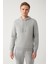 Erkek Gri Kapüşonlu 3 Iplik Şardonlu Baskılı Sweatshirt A32y1240 3