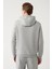 Erkek Gri Kapüşonlu 3 Iplik Şardonlu Baskılı Sweatshirt A32y1240 4
