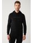 Erkek Siyah Kapüşonlu 3 Iplik Şardonlu Baskılı Sweatshirt A32y1240 3