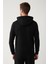 Erkek Siyah Kapüşonlu 3 Iplik Şardonlu Baskılı Sweatshirt A32y1240 4