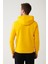 Erkek Sarı Kapüşonlu 3 İplik Şardonlu Baskılı Sweatshirt A32Y1240 4