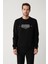 Erkek Siyah Sweatshirt Interlok Kumaş Bisiklet Yaka Baskılı Regular Fit A32y1371 3