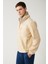 Erkek Krem Dik Yaka Tam Fermuarlı Peluş Sweatshirt A32y1381 1