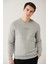 Erkek Gri Bisiklet Yaka 3 Iplik Şardonlu Baskılı Sweatshirt A32y1273 2