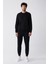 Erkek Siyah Bisiklet Yaka Pamuklu 2 İplik Şardonsuz Comfort Fit Sweatshirt E001200 5